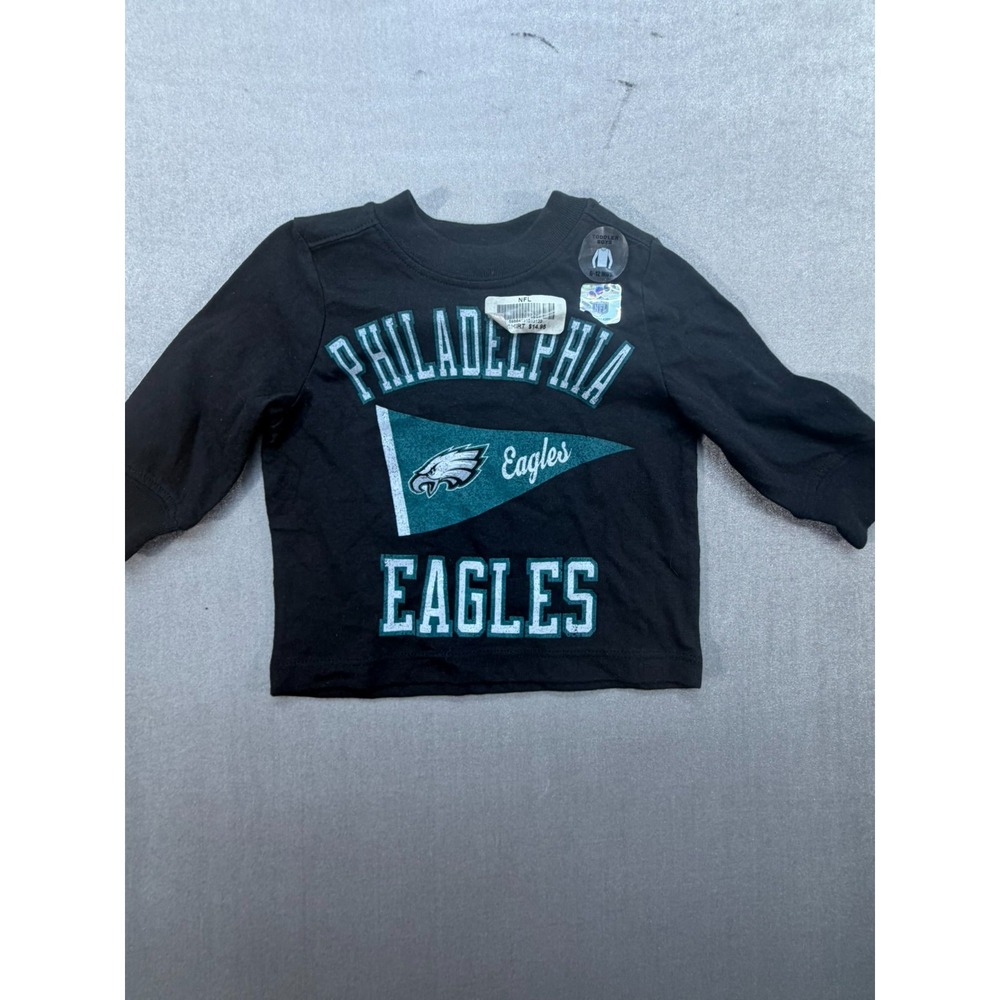 New NFL Philadelphia Eagles Long Sleeve Toddler Shirt Black Size 6-12 Months